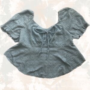 Shein Curve Women's Blue Eyelet Top